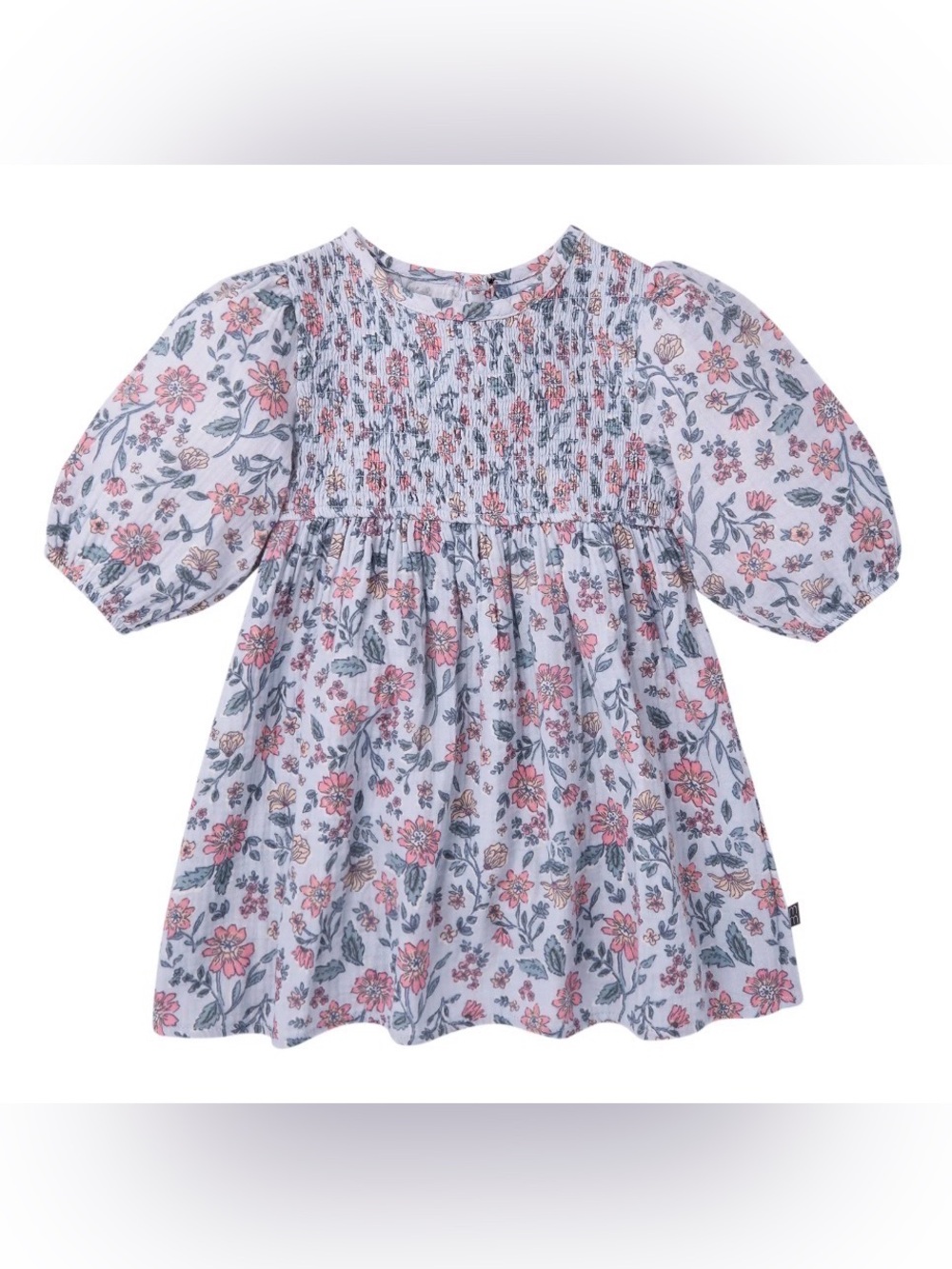 Modern Moments Girls 2T Blue Floral Cotton Smocked Dress Boho Cottagecore Comfy
